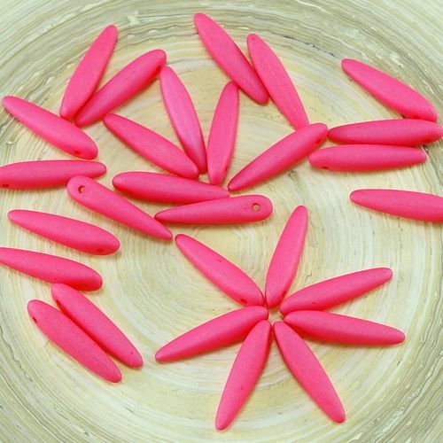 30pcs valentine rose pastèque soie mat de verre tchèque preciosa épine poignard perles feuille plate sku-26885