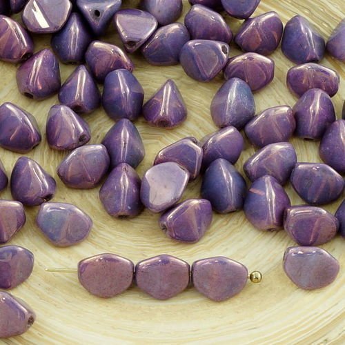 50pcs vega violet lustre grosse pincée bicone facettes en verre tchèque perles d'entretoise de 7mm sku-31114