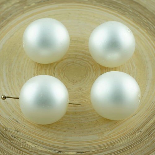 4pcs extra large mat perle d'imitation blanche verre tchèque perles rondes en 16mm sku-29092