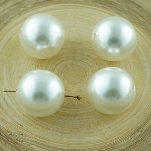 4pcs extra large perle d'imitation blanche verre tchèque perles rondes en 16mm sku-29093