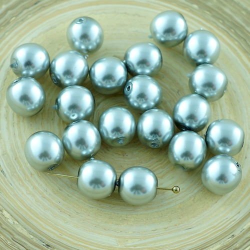20pcs argent imitation de perles de verre tchèque rondes 8mm sku-29120