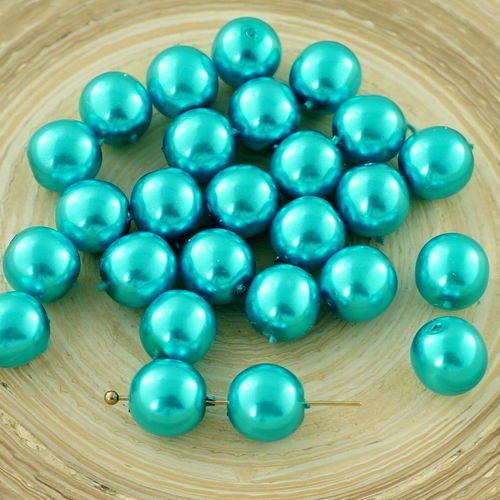 20pcs bleu turquoise imitation de perles de verre tchèque rondes 8mm sku-29126