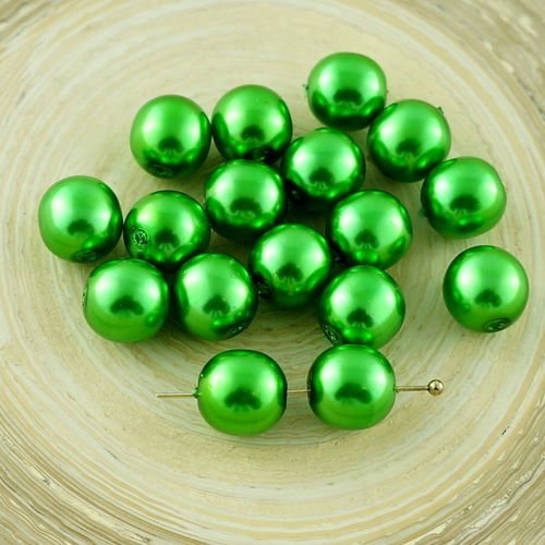 20pcs vert imitation de perles de verre tchèque rondes 8mm sku-29130