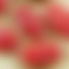 6pcs opaque rouge argent de lavage à plat ovale sculpté rayé tribu tchèque perles de verre 20mm x 11 sku-37755