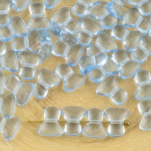 40pcs léger en cristal de saphir bleu clair preciosa té un trou entretoise bow os de verre tchèque p sku-33734