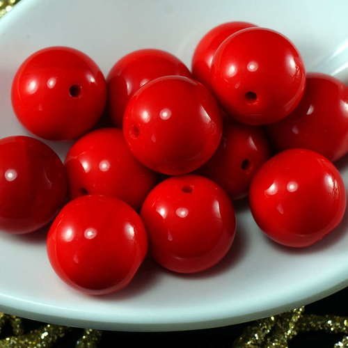 Grand opaque rouge tchèque verre perles rondes apple fruit automne 12mm 8 pcs sku-21599