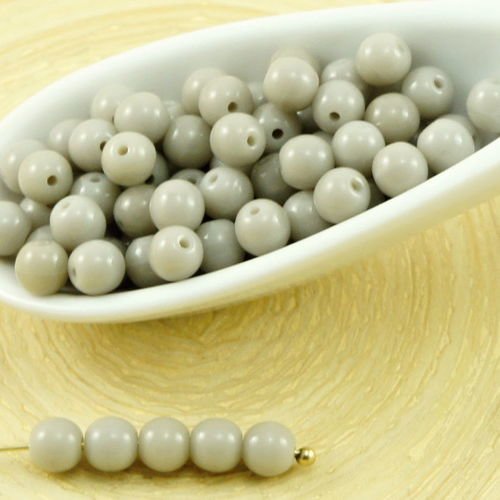 100pcs opaque gris tour druk verre tchèque pressé perles de petite entretoise de 4mm sku-31848