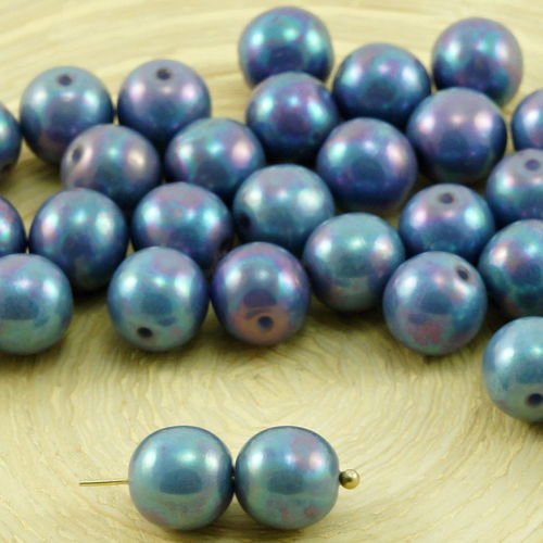 20pcs nébuleuse violet bleu lustre rond druk verre tchèque pressé perles de 8mm sku-31991