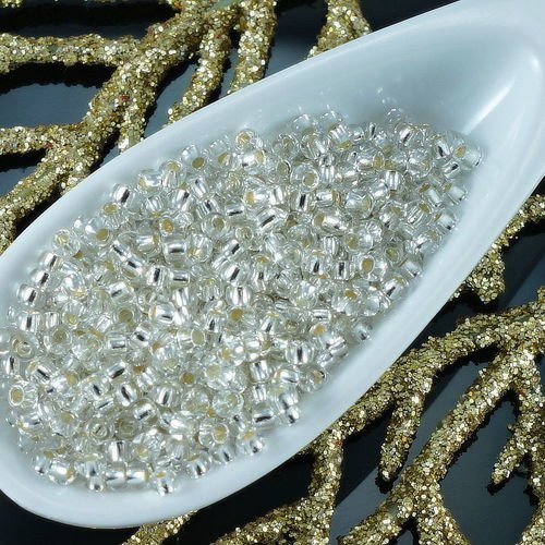 20g de cristal d'argent bordée de verre tchèque ronde perles de rocaille 11/0 preciosa de entretoise sku-25952