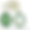 2pcs tchèque vert turquoise patine antique ton argent grand ovale pendentif bande cabochon paramètre sku-34185