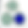 2pcs tchèque bleu turquoise patine antique ton argent grand pendentif rond cabochon de paramètres vi sku-34205