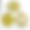 2pcs tchèque jaune patine antique ton argent grand pendentif rond cabochon de paramètres vide tiroir sku-34210