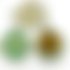 2pcs tchèque vert turquoise patine antique ton argent grand pendentif rond cabochon paramètres de st sku-34238