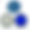 2pcs tchèque bleu patine antique ton argent grand pendentif rond cabochon paramètres de bobo lunette sku-34246