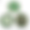 2pcs tchèque vert turquoise patine antique ton argent grand pendentif rond cabochon paramètres de bo sku-34248