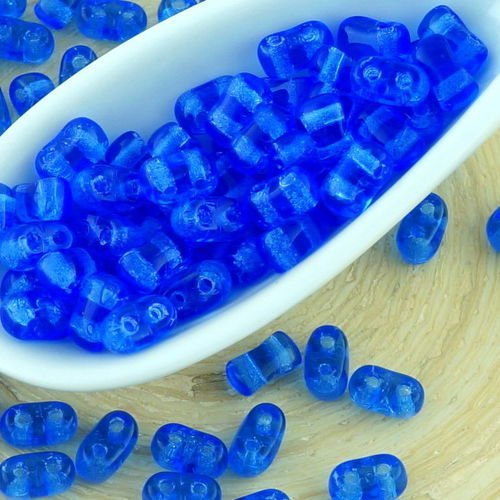 10g de cristal de saphir bleu bi-bo 2 trou bibo twin verre tchèque perles de 2 8 mm x 5.5 mm sku-32268