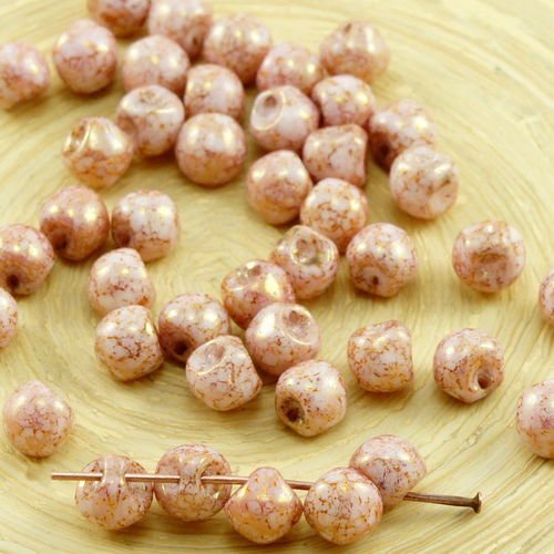 30pcs picasso rouge blanc opale en or lustre en terre cuite de champignons bouton de verre tchèque p sku-30983