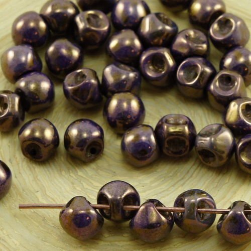30pcs picasso violet éclat émail champignon bouton de verre tchèque perles de 6mm x 5mm sku-30988