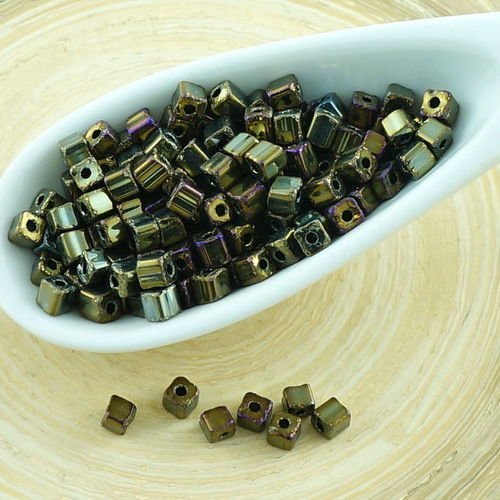20g métallique brune de l'iris de bronze tchèque cube de verre de semences de perles preciosa de roc sku-30324