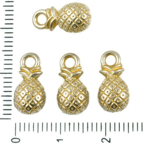 10pcs antique ton argent mat or patine laver ananas fruits pendentifs charms tchèque métal conclusio sku-36526