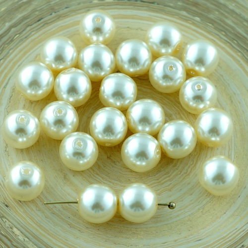 20pcs crème imitation de perles de verre tchèque rondes 8mm sku-29113