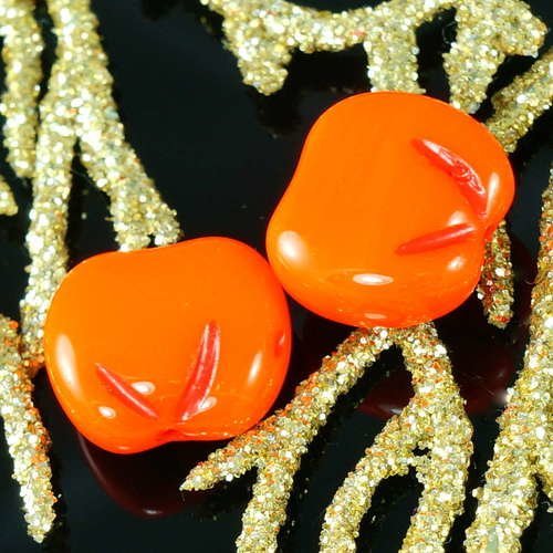 Opaque orange halloween apple verre tchèque perles de de fruits carmen miranda bijoux automne 11mm x sku-18068