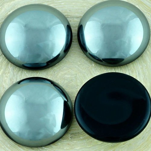 2pcs métallique hématite argent rond bombé dos plat verre tchèque en forme de cabochon 20mm sku-34791