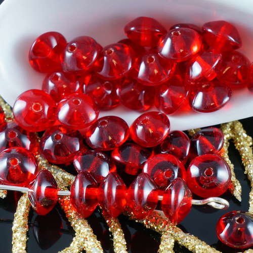 Clair rouge verre tchèque bicone perles pyramide entretoise 6mm x 4mm 40pcs sku-18489