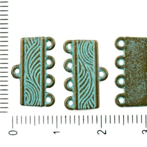 20pcs bronze antique ton bleu turquoise patine de lavage multi-trous des connecteurs rectangle bars  sku-37103