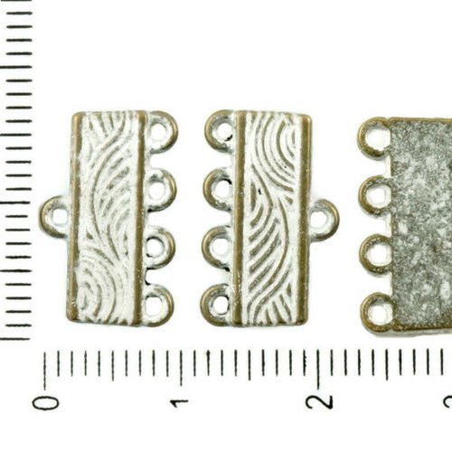 20pcs bronze antique ton argent mat patine de lavage multi-trous des connecteurs rectangle bars lust sku-37104