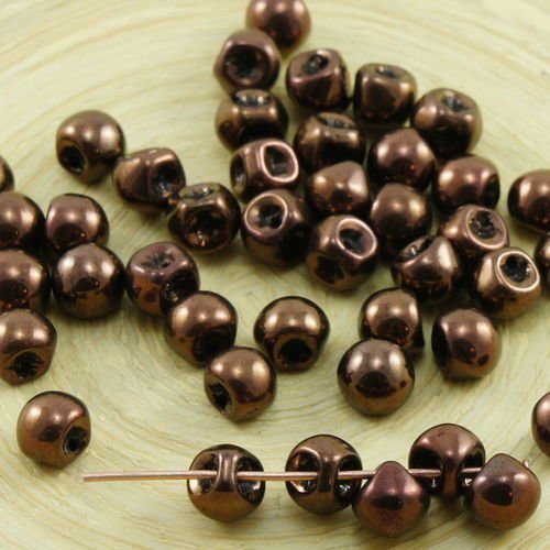 30pcs bronze métallique champignon bouton de verre tchèque perles de 6mm x 5mm sku-30992