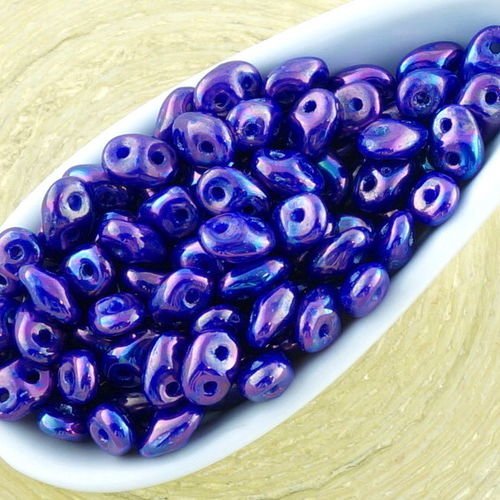 20g nébuleuse violet noir opaque bleu saphir superduo verre tchèque perles de rocaille deux trous su sku-35200