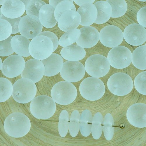 40pcs mat cristal rugueux rustique gravé givré grande lentille de verre tchèque perles rondes plates sku-33331