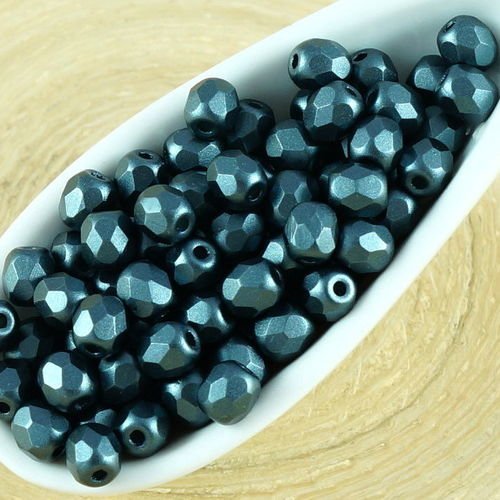 100pcs pastel pearl gris anthracite ronde à facettes feu poli entretoise tchèque perles de verre de  sku-35670