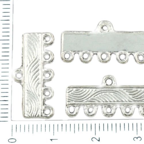 12pcs antique ton argent multi-trous des connecteurs rectangle bars lustre pendants de boucles d'ore sku-37397
