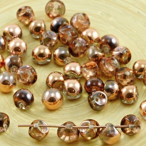 30pcs cristal métallique capri d'or de cuivre de la moitié des champignons bouton de verre tchèque p sku-30959