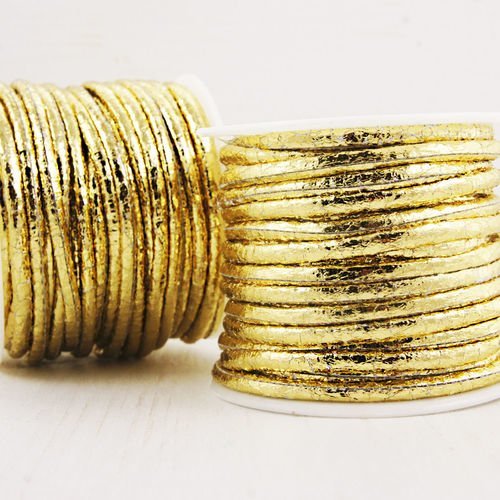 0 92 m 3ft 1yrd metallic gold en pu souple plat cordon en cuir bracelet collier de prise d'artisanat sku-38340