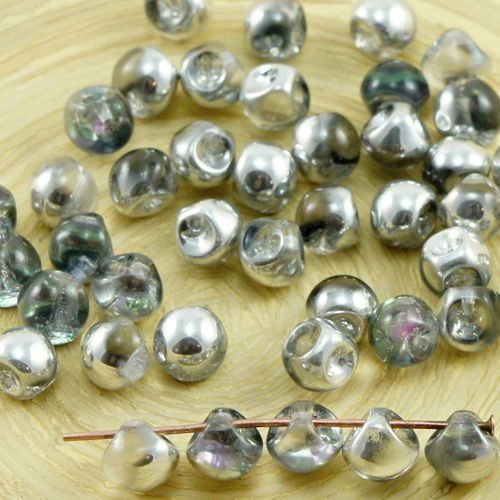 30pcs crystal metallic argent pourpre dichroïque vitrail de la lumière de la moitié des champignons  sku-30966