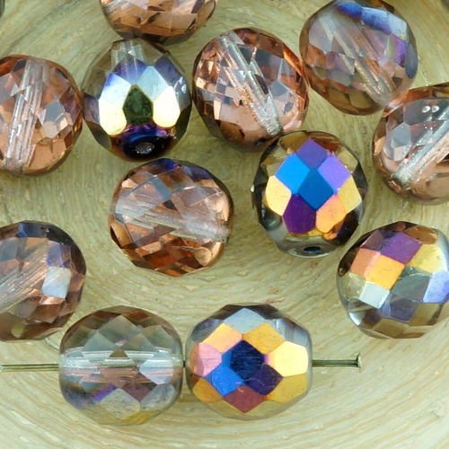 8pcs cristal métallique sliperit iris pourpre demi-tour à facettes feu poli entretoise tchèque perle sku-34477