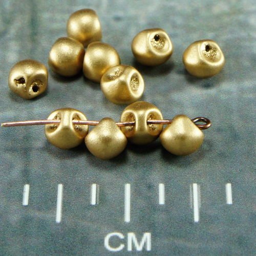 Mat or champignon bouton de verre tchèque perles de 6mm x 5mm 30pcs sku-26407