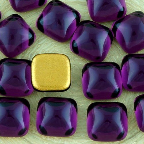 6pcs cristal d'améthyste pourpre carré tchèque cabochon en verre de 10mm x sku-34804