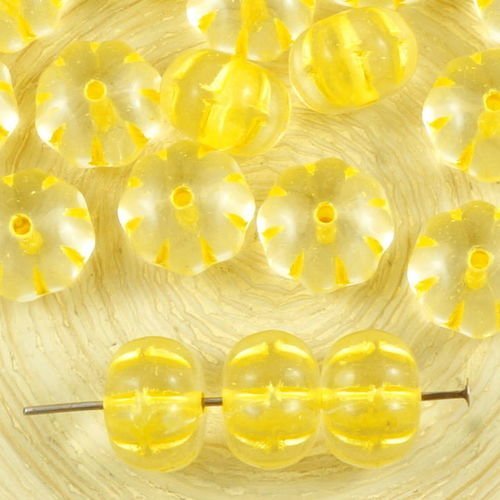8pcs cristal jaune laver écrasé melon la citrouille d'halloween fruits tchèque perles de verre 11mm  sku-37180