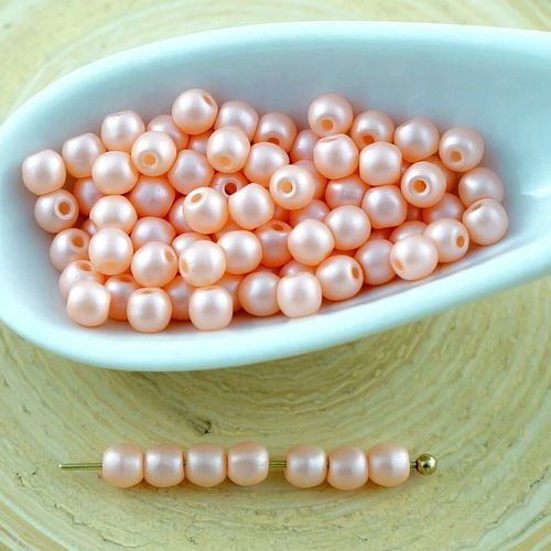 100pcs nacré orange en coton de bonbons de mariage ronde verre tchèque perles de petit écarteur 3mm sku-28994