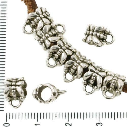 20pcs antique ton argent grand trou européen de pandora style tambour de la caution de fleur de papi sku-37398