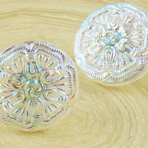 1pc à la main le verre tchèque bouton cristal ab fleur sculpté taille 6 13 5 mm sku-37617