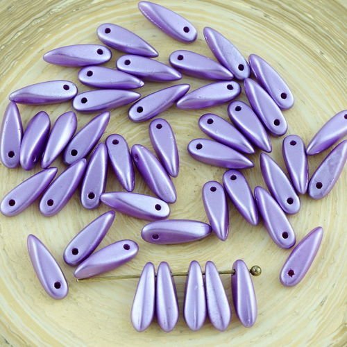 50pcs pastel lilas violet verre tchèque poignard perles feuille plate de 3 mm x 11mm sku-28481
