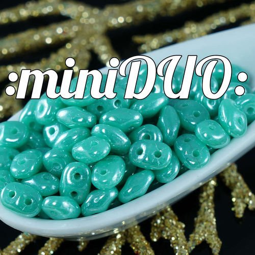 10g turquoise vert blanc lustre miniduo verre tchèque perles de rocaille deux trous mini duo de 2mm  sku-26323