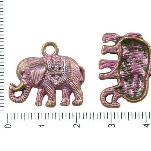 8pcs bronze antique ton rose patine de lavage à plat éléphant animal pendentif strass paramètres pla sku-36908