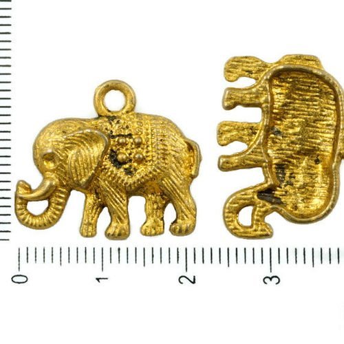 8pcs bronze antique ton mat or patine de lavage à plat éléphant animal pendentif strass paramètres p sku-36909