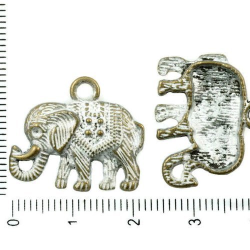 8pcs bronze antique ton argent mat patine de lavage à plat éléphant animal pendentif strass paramètr sku-36912